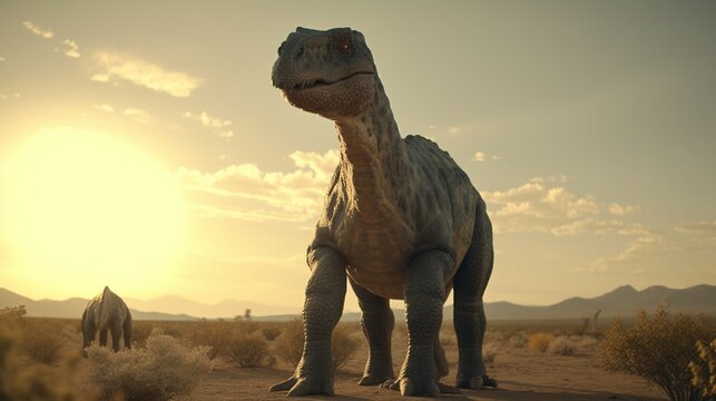 Brontosaurus Dinosaurier im Urwald, ai generativ