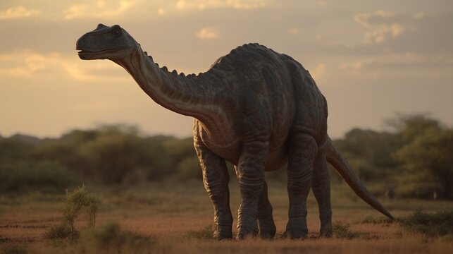 Brontosaurus Dinosaurier im Urwald, ai generativ