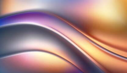 Abstract Metallic Background With 3D Liquid Metal In Motion With Gradient Colors. Generative AI.