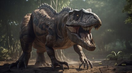 Tyrannosaurus Dinosaurier im Urwald, ai generativ