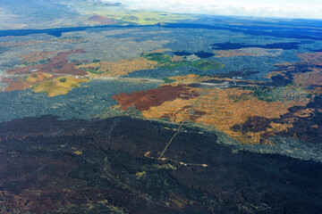 Aerial View of Hawaii's Lifeless Volcanic Landscape