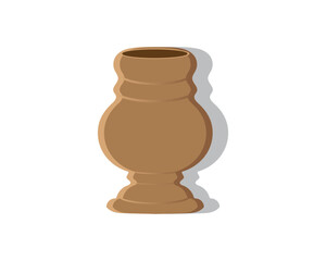 vector design of an object called a jar in the shape of a round oval extending downwards light brown for a container to fill something can be used to fill plants or fill other objects