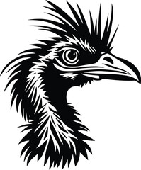 Emu Logo Monochrome Design Style
 - obrazy, fototapety, plakaty