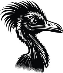 Naklejka premium Emu Logo Monochrome Design Style 