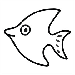 Fish doodle icon illustration, suitable for icon, logo, sticker pack and graphic design elements