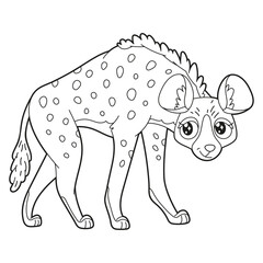 Simple children's coloring book cute desert animal character hyena