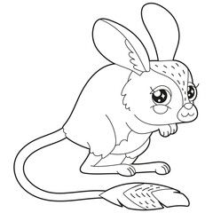 Simple children's coloring book cute desert animal character jerboa