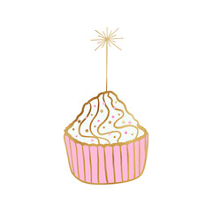 Pink And Gold Birthday Cupcake