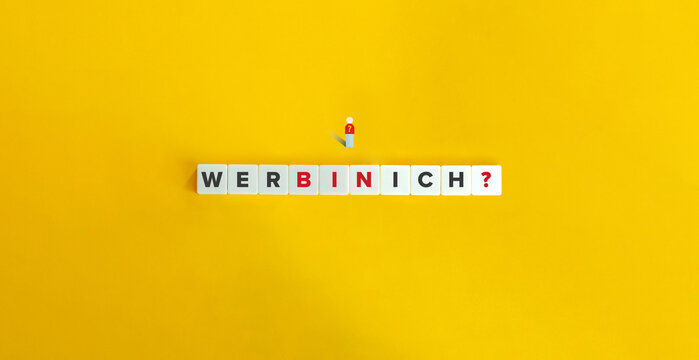 WER BIN ICH? Who Am I? Introspection Banner and Conceptual Image. Minimal aesthetics.