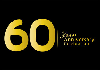 60 years anniversary celebration logotype gold color vector, 60th birthday logo, 60 number, anniversary year banner, anniversary design elements for invitation card and poster. number design vector