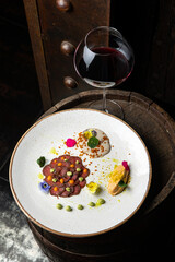 delicious carpaccio on a plate in a restaurant
