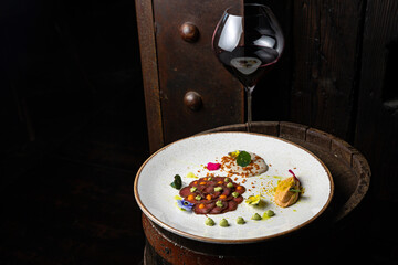 delicious carpaccio on a plate in a restaurant
