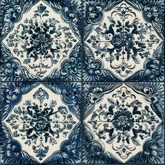 Afwasbaar Fotobehang Portugese tegeltjes Azulejos pattern, created with generative AI