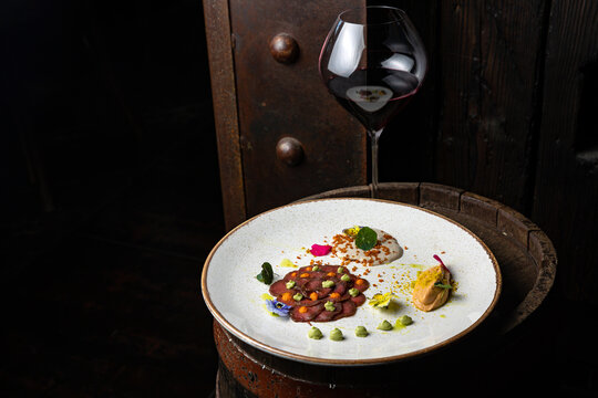 delicious carpaccio on a plate in a restaurant
