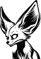 Fennec Fox Logo Monochrome Design Style
