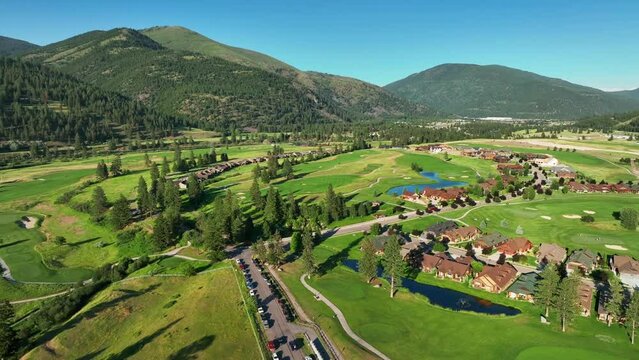 Cottages On The Vast Ski Resort Of Whitefish In Big Mountain, Northwestern Montana. Aerial Shot