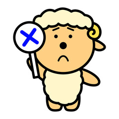 バツを出すひつじ　イラスト	