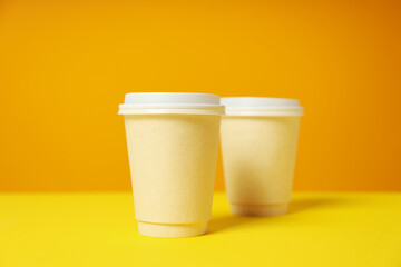 Blank paper cups, composition for delivery and take away concept