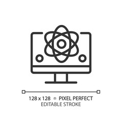 Computer science and STEM pixel perfect linear icon. Education course for students. Technology researching. Thin line illustration. Contour symbol. Vector outline drawing. Editable stroke