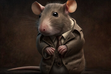 sad Rat character in suit, concept of rat race