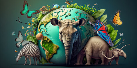 Earth day or world wildlife day concept. Save our planet. - Generative AI