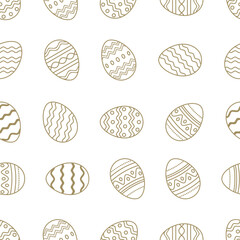 Osterei nahtlos Vektor. Gold gerahmte Eier mit verschiedenen Ornamenten.
Nahtlos an allen vier Seiten. Kann Unendlich vergrößert werden.