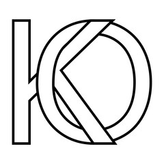 Fototapeta Logo sign ko ok, icon double letters logotype o k obraz
