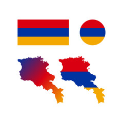 Armenia national flag and map vectors set....