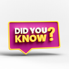 Did you know speech bubble icon 3d render cutout