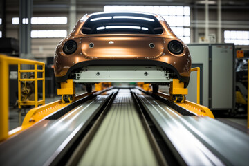 Modern car factory conveyor belt, Automobile industry
