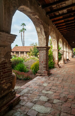 Fototapeta na wymiar Outside of Mission San Juan Capistrano, Landmark, Chapel, Museum and Gardens