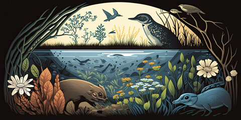 Protection of natural habitats illustration - Generative AI