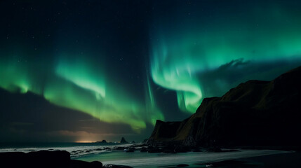 aurora borealis over the ocean