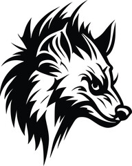 Hyena Logo Monochrome Design Style
