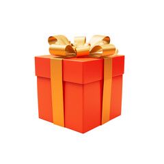 Orange gift box icon 3d render cutout