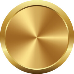 Round golden badge with shadow for prizes, offers or features. Vector