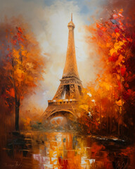 Fototapeta na wymiar the Eiffel tower, abstract impressionism style illustration. ai generative
