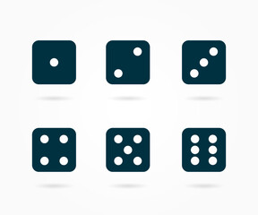 Dice icons vector. Dice in a flat design from one to six. Vector illustration.