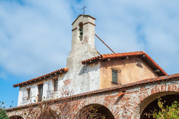 Fototapeta na wymiar Outside of Mission San Juan Capistrano, Landmark, Chapel, Museum and Gardens
