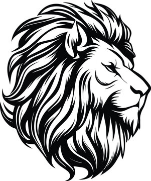 Lion Logo Monochrome Design Style
