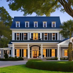 Obraz premium Beautiful colonial house53, Generative AI