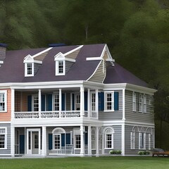 Beautiful colonial house282, Generative AI