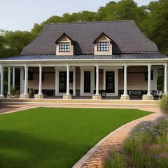 Obraz premium Beautiful colonial house602, Generative AI