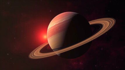 Fototapeta na wymiar Planet Saturn mit seinen schönen Ringen im All, ai generativ