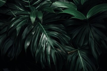 Dark green palm leaves. Generetive AI