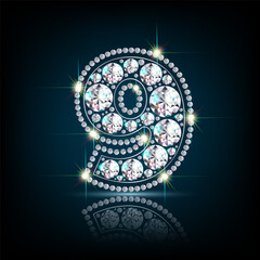 number nine figure made of diamonds vector