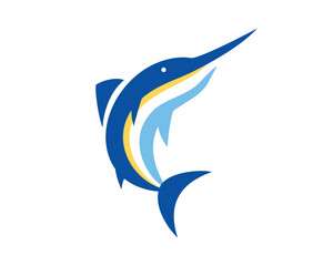 Fototapeta premium Jumping Swordfish visualized with Simple Illustration