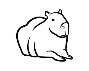 Capybara Loaf Pose or Relax Pose Illustration visualized with Silhouette Style