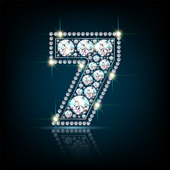 number seven figure made of diamonds vector