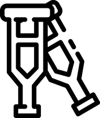 The crutches icon, symbolizing mobility aids for people with injuries to the legs or feet. The icon is commonly used to indicate the presence of medical care 